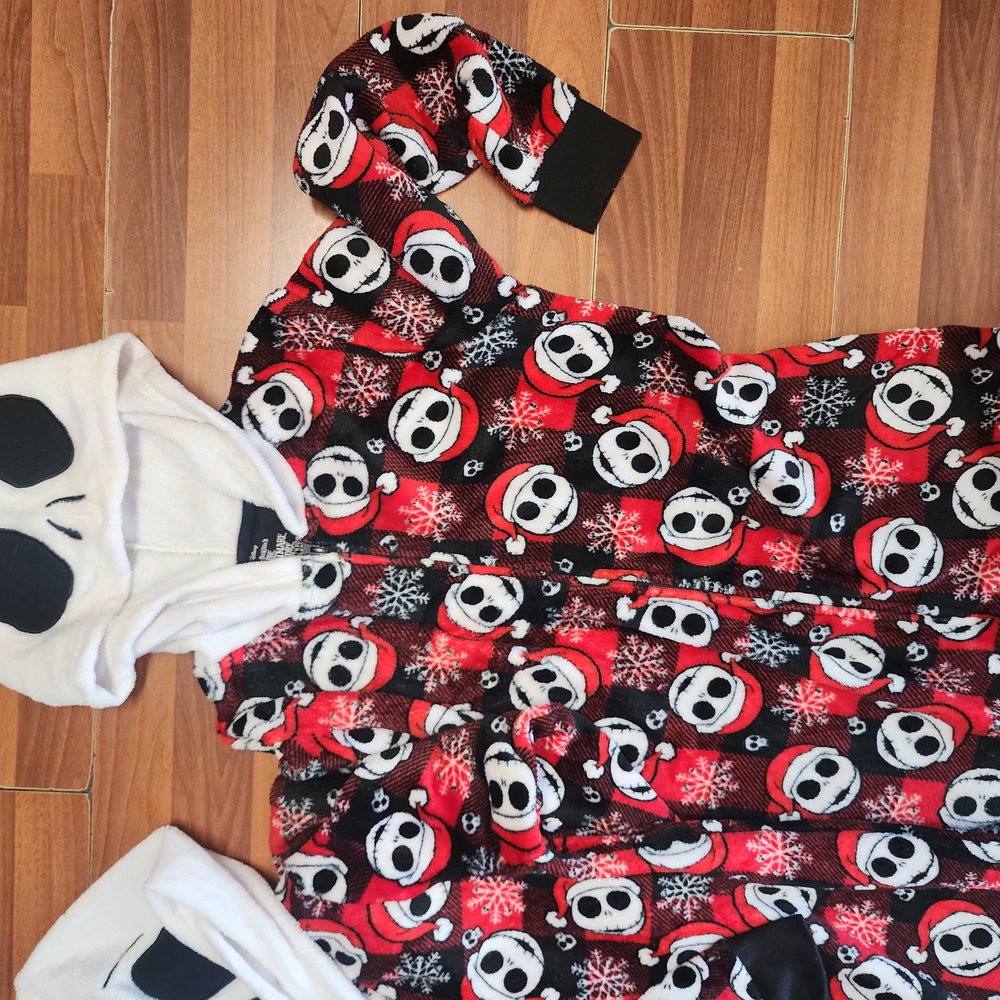 Red and Black Skull Patterned Hooded Onesie